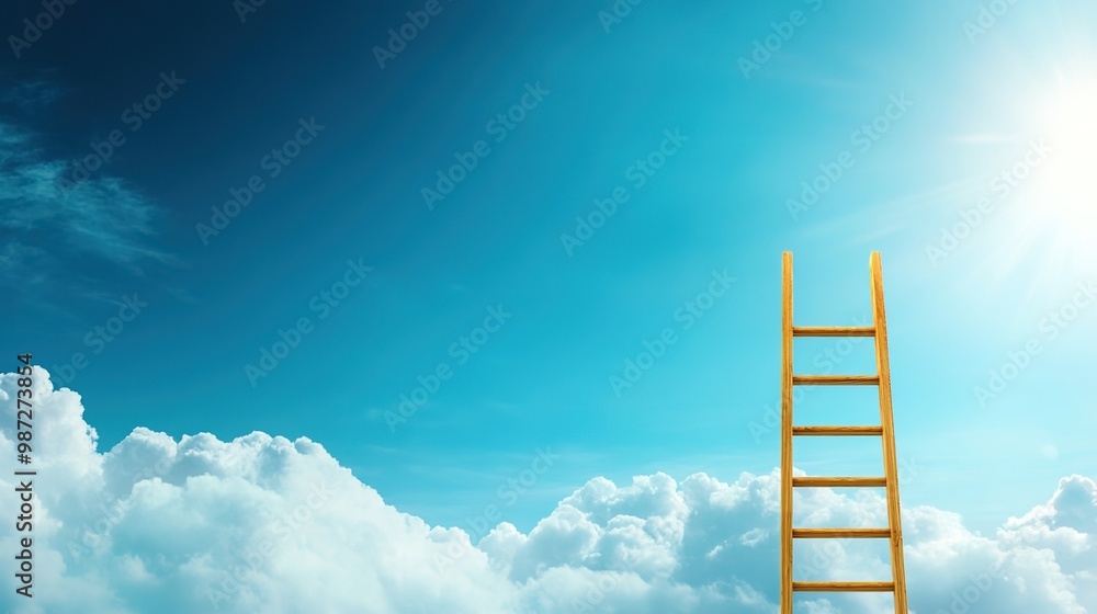 Bright Yellow Ladder Reaching to the Sky Bright Yellow Ladder Reaching to the Sky