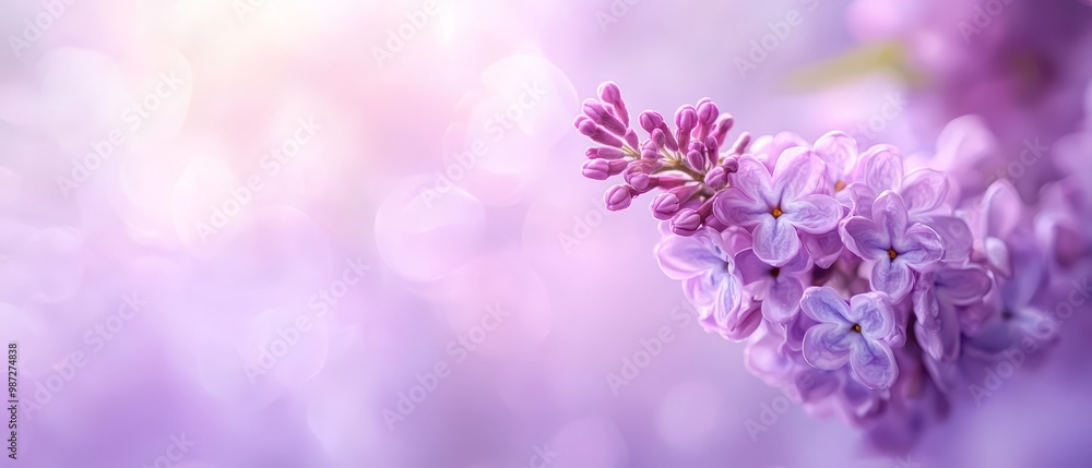  A tight shot of several flowers against a softly blurred backdrop, illuminated by a glowing spotlight in the distance