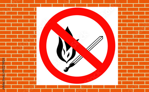No open flames and smoking prohibited sign on a wall