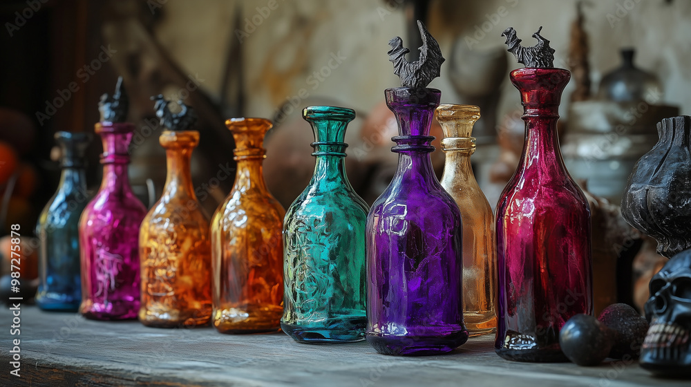 A set of potion bottle-shaped wine glasses or tumblers for Halloween drinks , Halloween, home decor A set of potion bottle-shaped wine glasses or tumblers for Halloween drinks , Halloween, home decor
