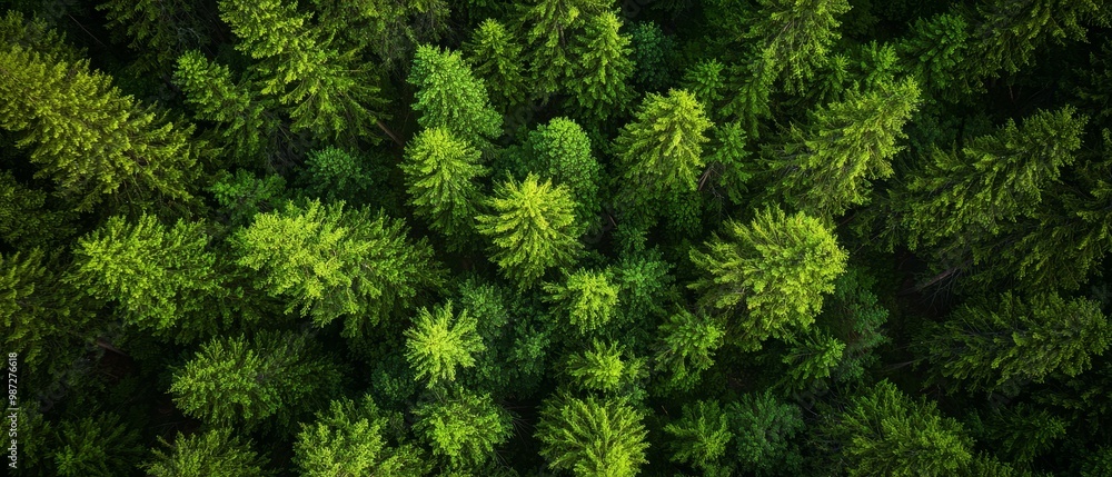 many trees in foreground, tree tops in background many trees in foreground, tree tops in background