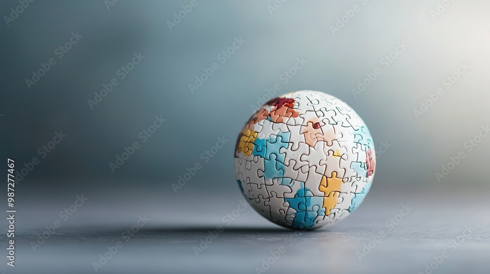 Colorful Puzzle Globe on a Smooth Surface Colorful Puzzle Globe on a Smooth Surface