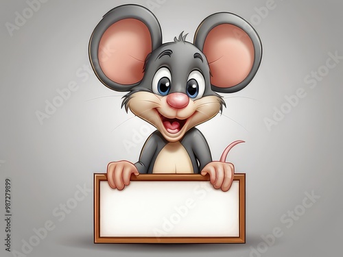 cartoon mouse with sign