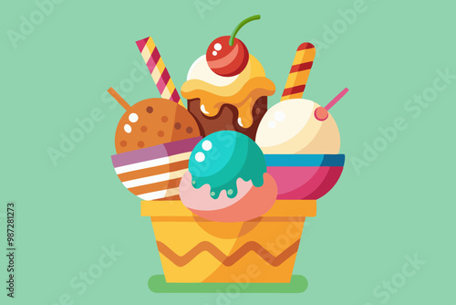 Ice cream vector art and illustration photo