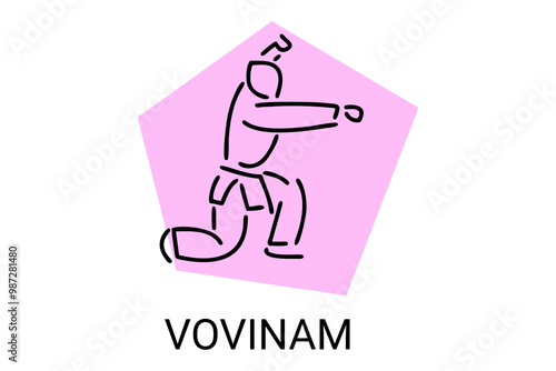 vovinam sport vector line icon. vovinam fighter sport. sign. sport pictogram illustration