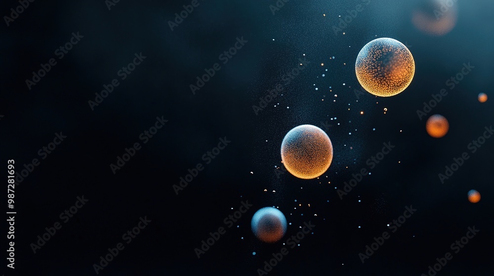 Fototapeta premium Floating Spheres on a Dark Background with Blue Hues