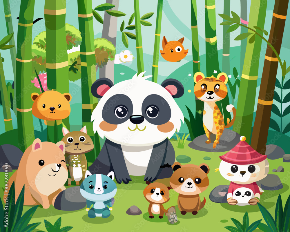 Fototapeta premium Set of wildlife animals stock illustration