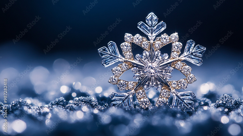 A snowflake made of a diamond. Advertising of diamonds. A snowflake made of a diamond. Advertising of diamonds.