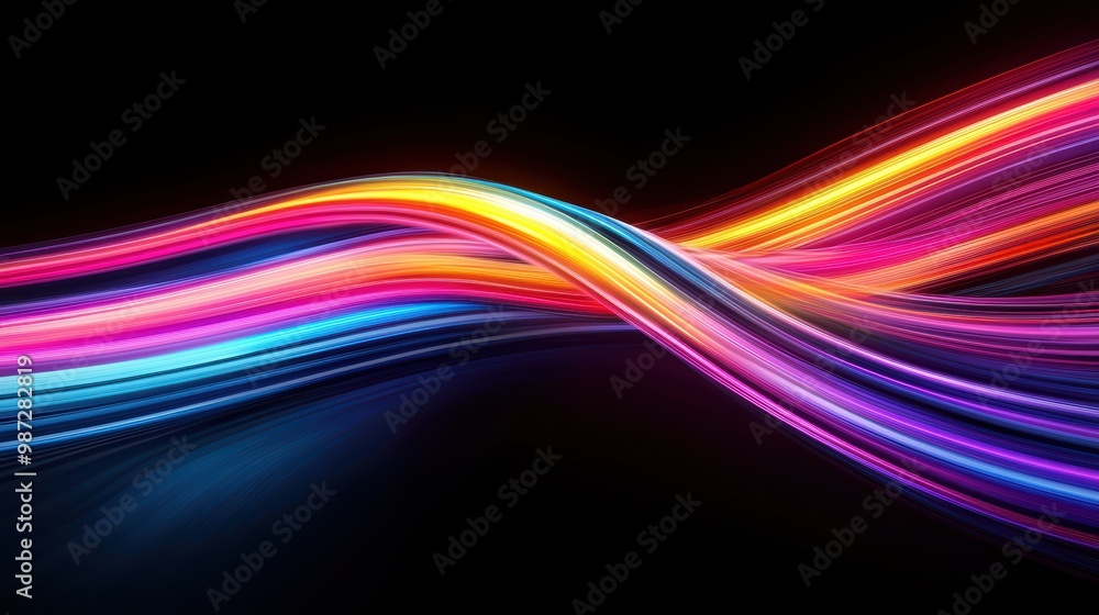 Vibrant Abstract Light Trails on Black Background - Colorful Dynamic Waves of Light in Motion Vibrant Abstract Light Trails on Black Background - Colorful Dynamic Waves of Light in Motion