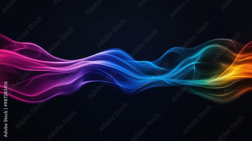 Colorful Abstract Wave of Light on Black Background - Vibrant and Dynamic Digital Art Illustration Colorful Abstract Wave of Light on Black Background - Vibrant and Dynamic Digital Art Illustration