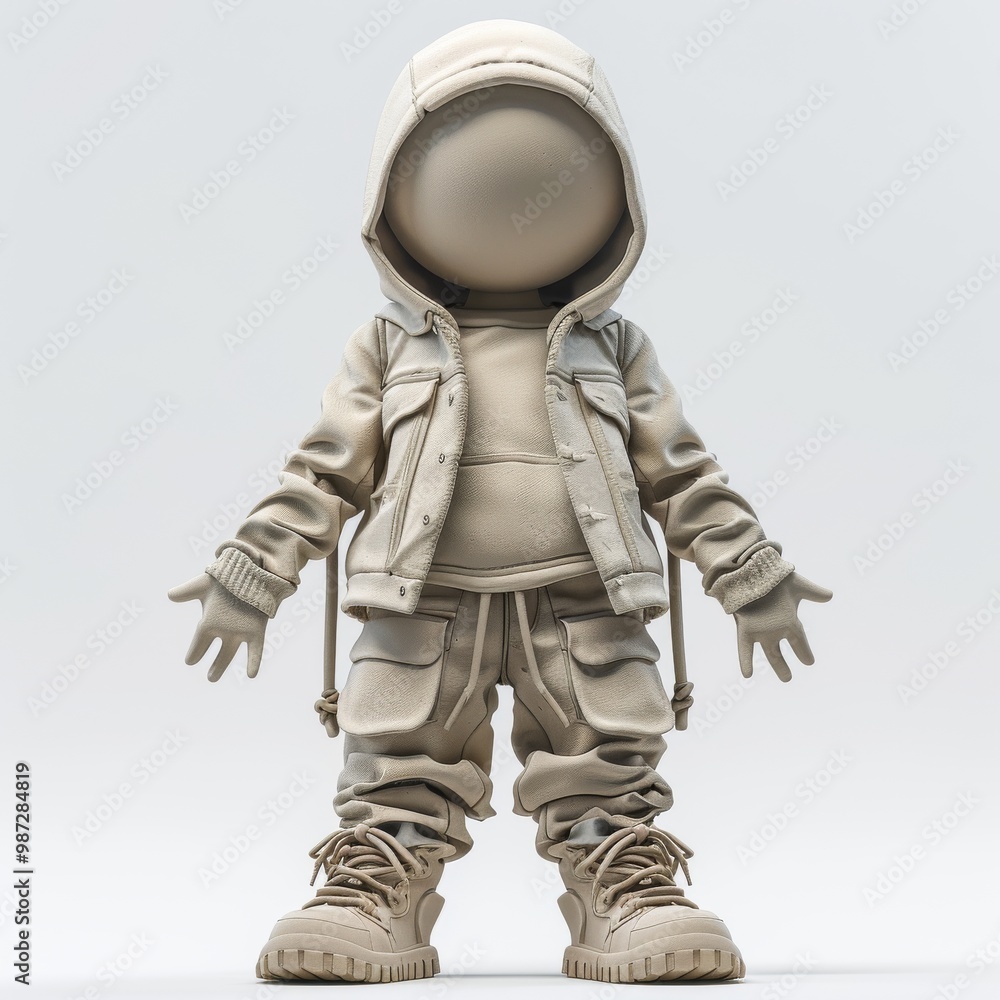 Fototapeta premium 3D Clay Model of a Stylized Person in Casual Attire