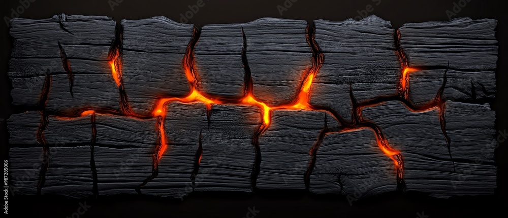 Cracked surface with glowing orange elements Cracked surface with glowing orange elements