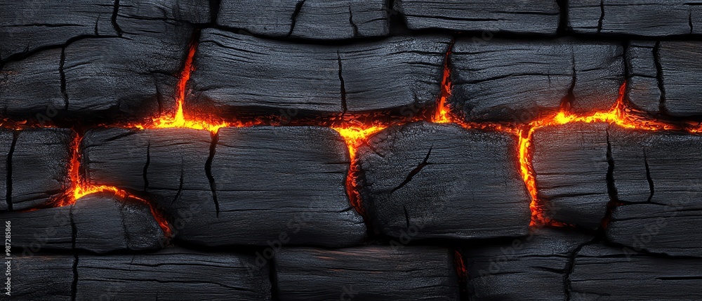 Lava crack on black volcanic rock background Lava crack on black volcanic rock background