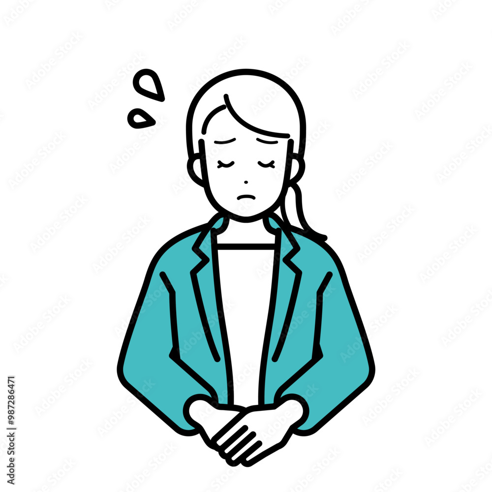 Clip art of businessperson woman bowing.
Clip art of businessperson woman bowing.