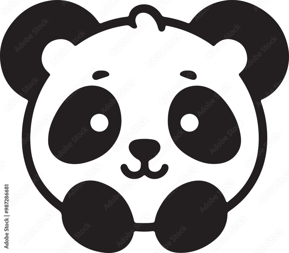 Fototapeta premium Cute panda silhouette vector art illustrator with white background