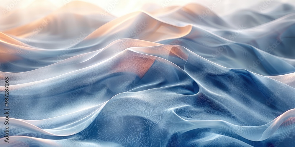 A serene depiction of flowing waves, resembling fabric in soft, flowing motion. A serene depiction of flowing waves, resembling fabric in soft, flowing motion.