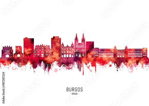Photos Burgos Spain Skyline Red