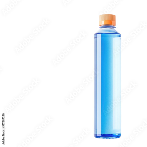 Blue Water Bottle with Orange Cap on transparent Background