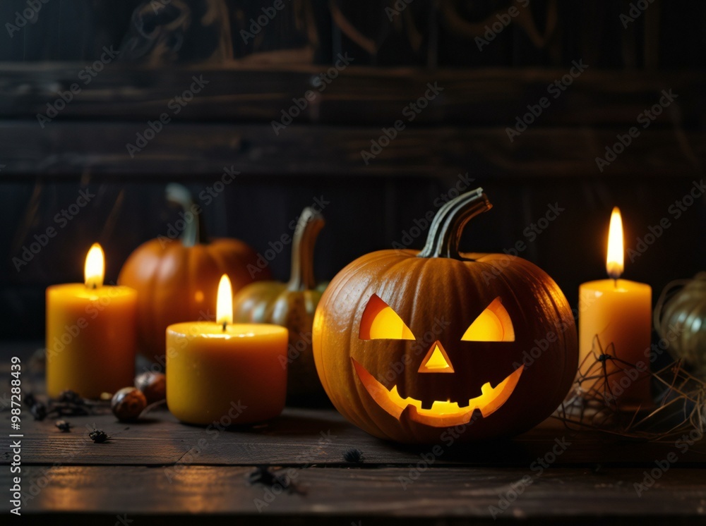 halloween pumpkin with candles