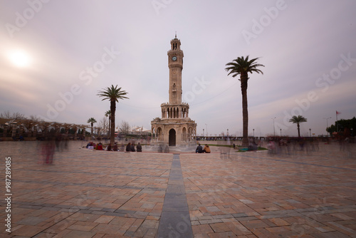 Izmir Clock Tower is a historical clock tower built in 1901 to celebrate the 25th anniversary of the accession to the throne of Ottoman Sultan Abdulhamid II in Izmir. photo