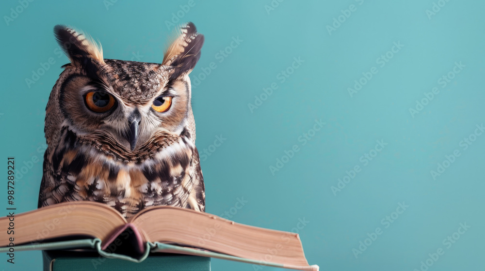 custom made wallpaper toronto digitalowl sitting on a book, blue background