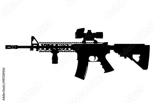 silhouette of a Adjustable Stock Rifle