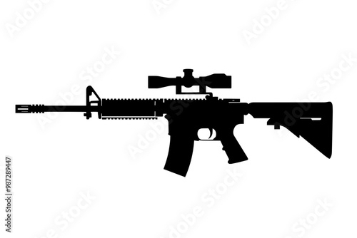 silhouette of a Adjustable Stock Rifle