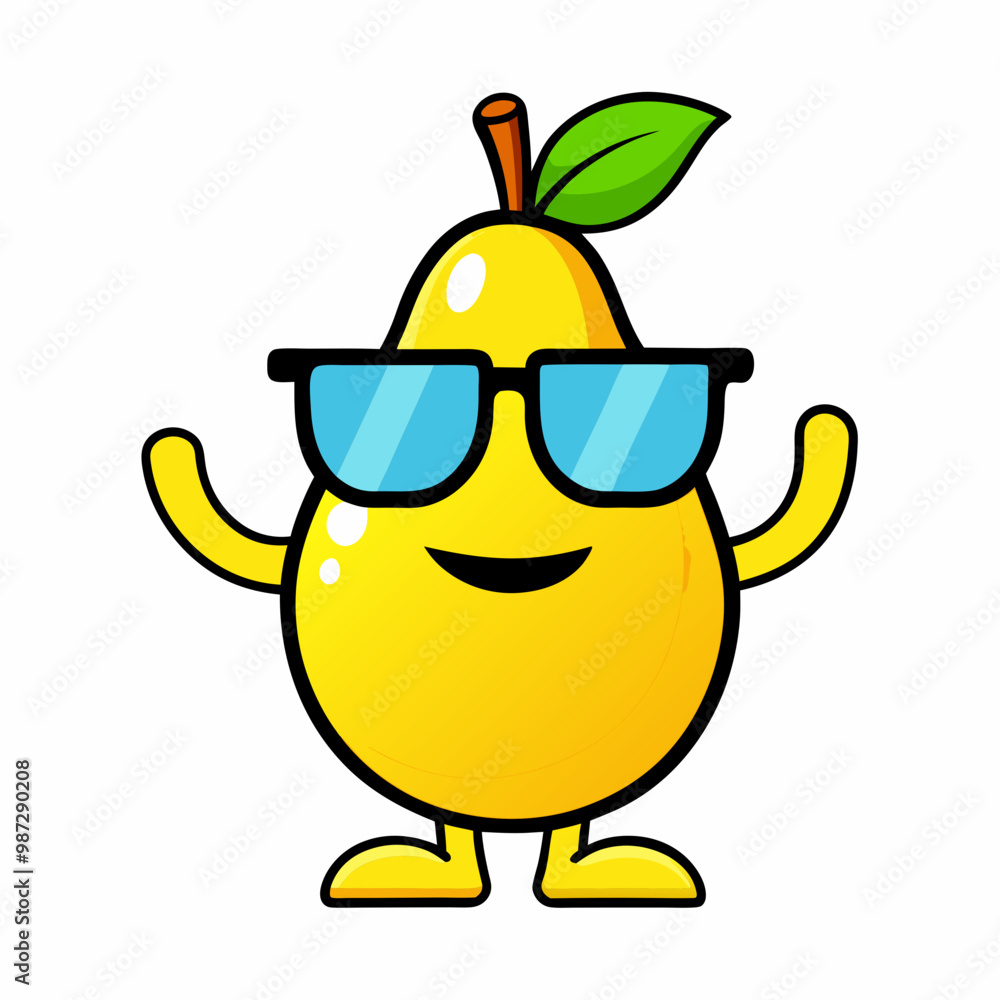 Funny pear in sunglasses in cartoon style. stock illustration Funny pear in sunglasses in cartoon style. stock illustration