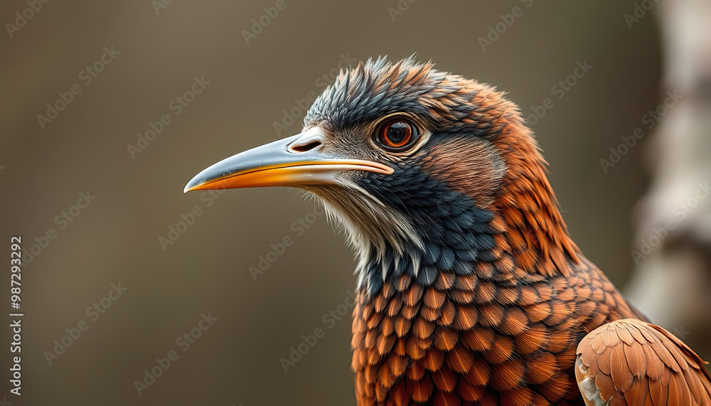 Fototapeta premium Orange and Black Feathered Bird on a Tree Branch