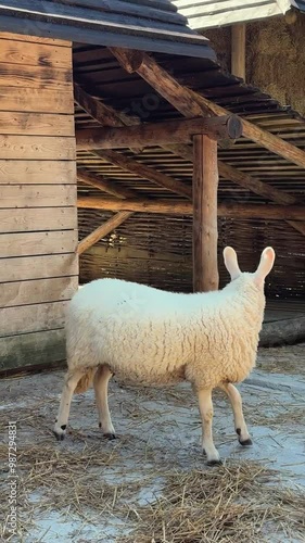 Sheep on a farm in the mountains