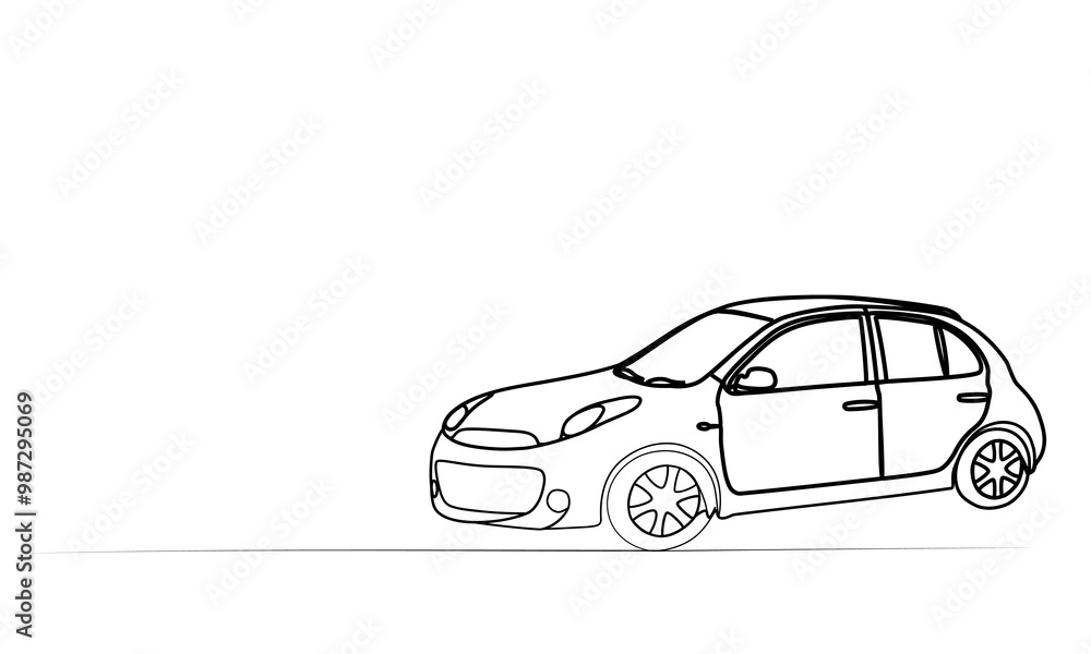Naklejka premium continuous drawing of a car with one line. vector