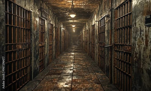 Wallpaper Mural A Dark and Foreboding Prison Corridor Torontodigital.ca