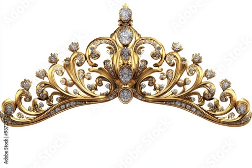 Ornate Golden Tiara with Sparkling Diamonds