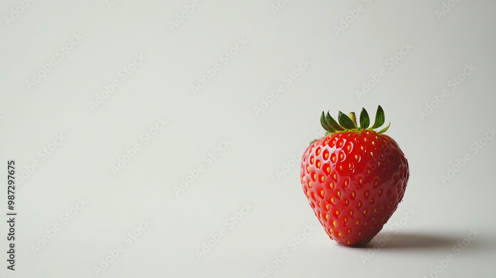 A single strawberry on a white background. A single strawberry on a white background.