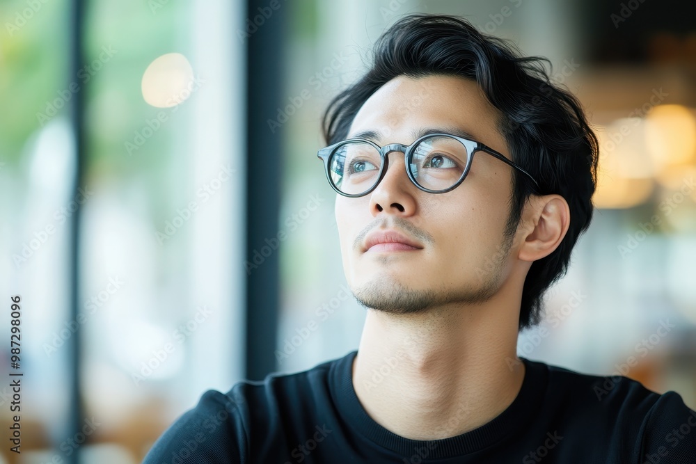 Serene Work-Life Balance: Relaxed Employee in Casual Attire Working from Home Serene Work-Life Balance: Relaxed Employee in Casual Attire Working from Home