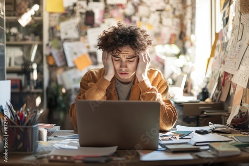 Realistic Depiction of a Freelancer Facing Creative Burnout