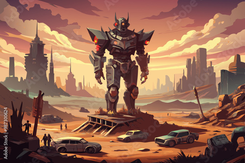 A majestic robot in the desert