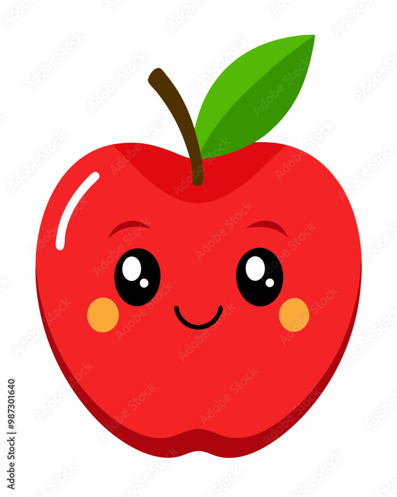 Red apple with eyes cartoon icon stock illustration Red apple with eyes cartoon icon stock illustration