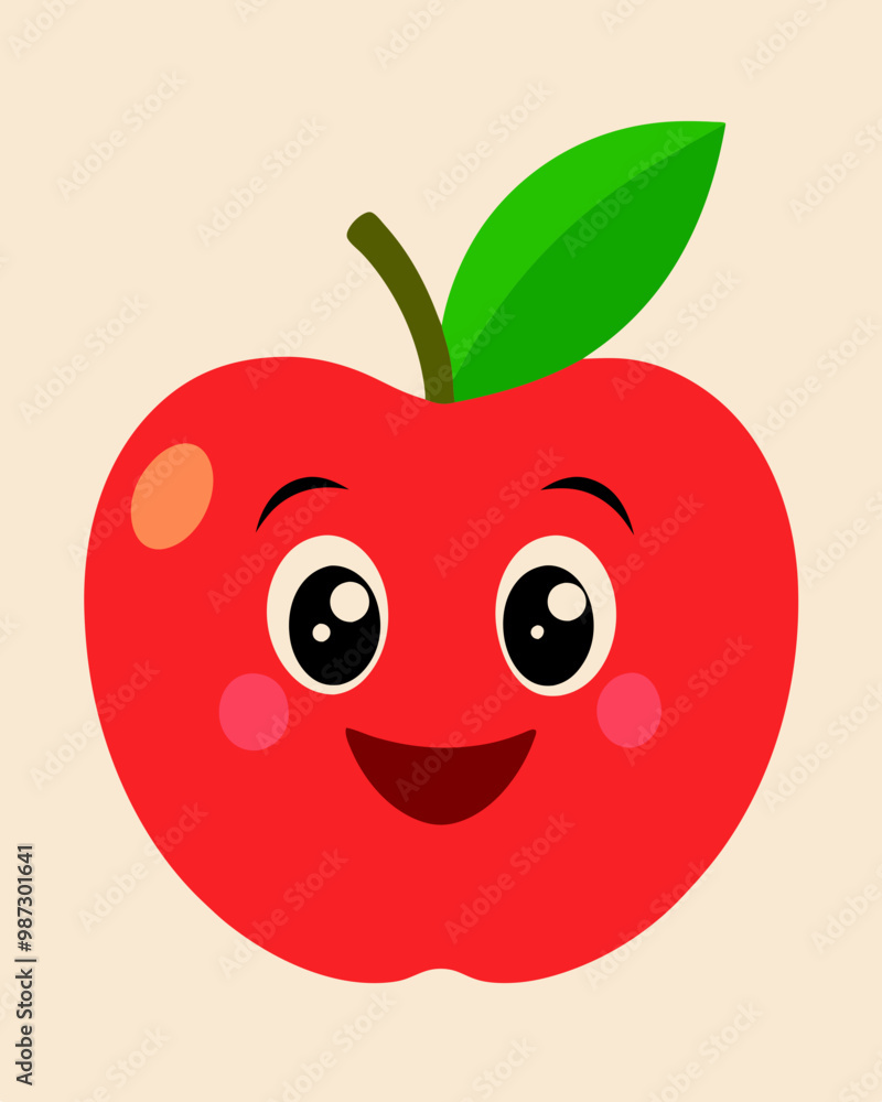 Red apple with eyes cartoon icon stock illustration Red apple with eyes cartoon icon stock illustration