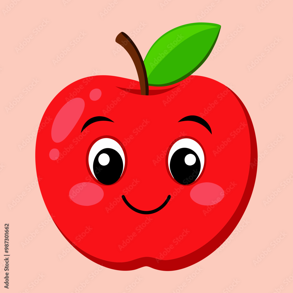 Red apple with eyes cartoon icon stock illustration Red apple with eyes cartoon icon stock illustration