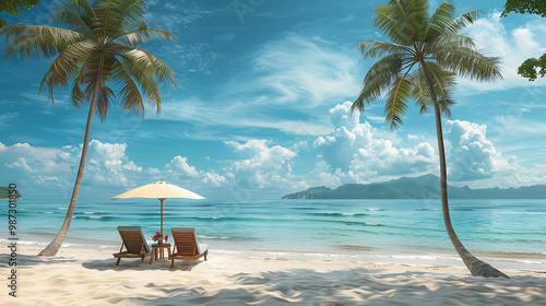 beach with palm trees