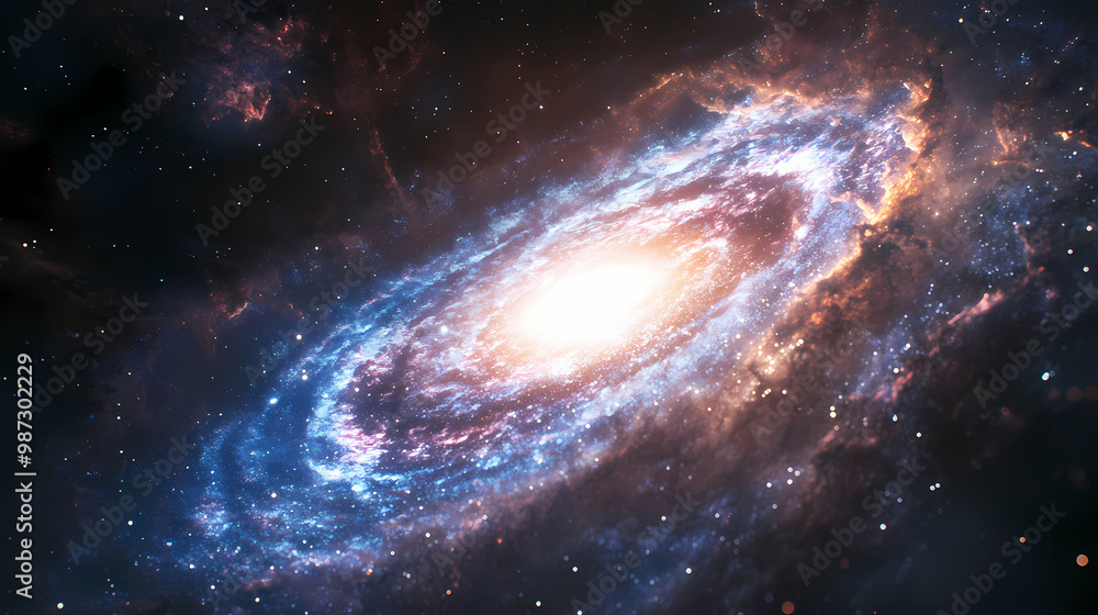 Fototapeta premium Generative AI, Realistic View of the Galactic Core and Nebula