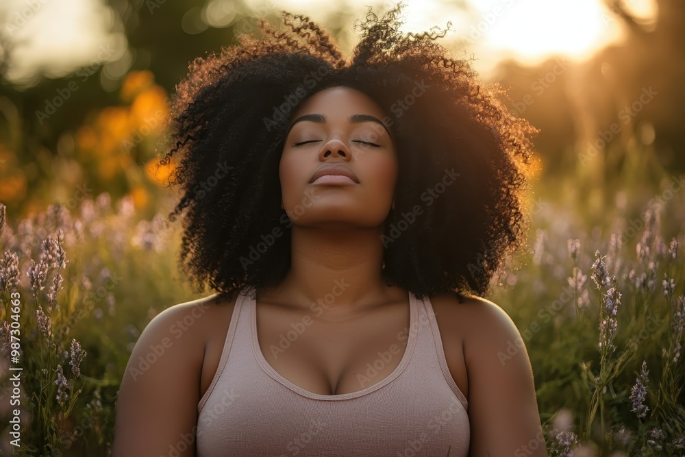 Embracing Positivity: Plus-Size Woman Finding Peace Outdoors to Combat Stress and Anxiety Embracing Positivity: Plus-Size Woman Finding Peace Outdoors to Combat Stress and Anxiety