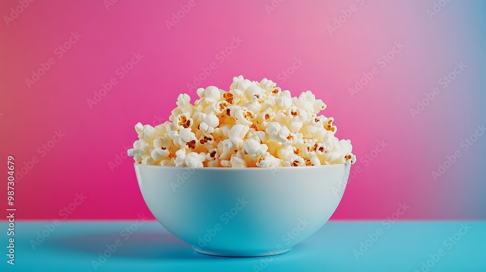 A bowl of salty popcorn sits against a vibrant backdrop. It's the perfect picture of movie night, with a delicious snack ready to enjoy. A bowl of salty popcorn sits against a vibrant backdrop. It's the perfect picture of movie night, with a delicious snack ready to enjoy.