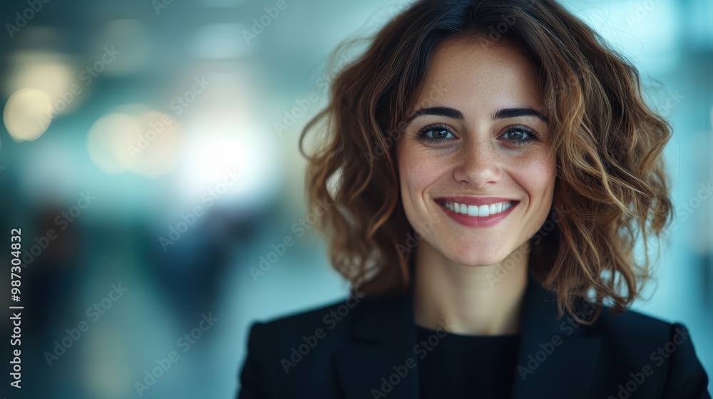 A professional woman smiling warmly in an office setting, exuding both approachability and expertise. Her casual elegance complements the modern office decor. A professional woman smiling warmly in an office setting, exuding both approachability and expertise. Her casual elegance complements the modern office decor.