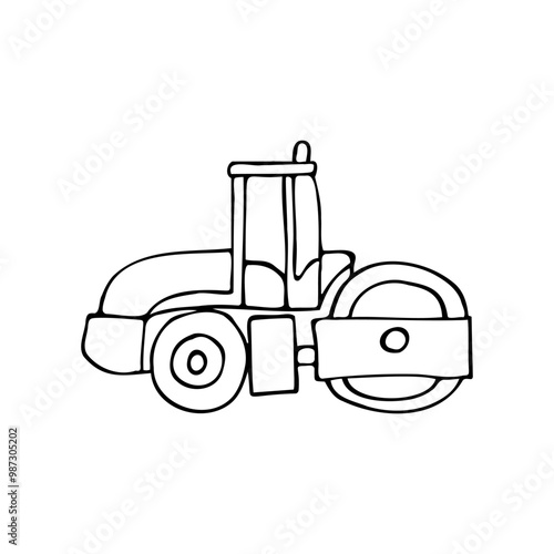 illustration of a road roller drawn in cartoon style.