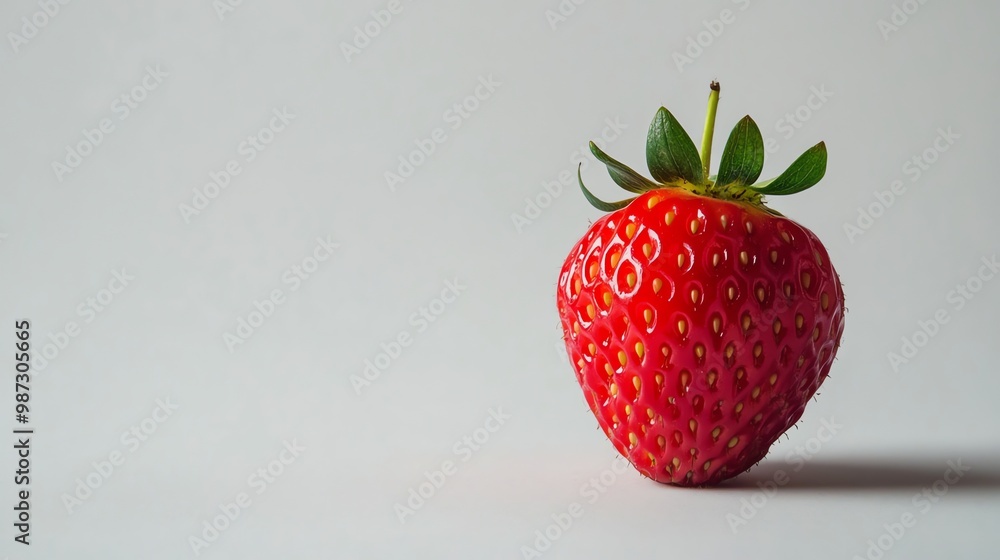 A single strawberry on a white background. A single strawberry on a white background.
