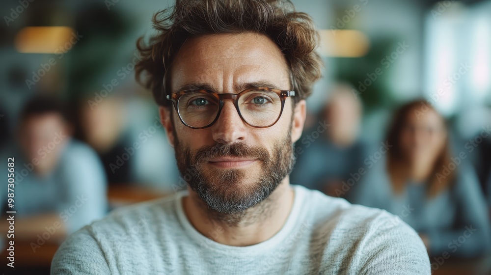 A contemplative man with glasses gazes into the distance, seated in a softly lit environment with a blurred background that emphasizes introspection and thoughtfulness. A contemplative man with glasses gazes into the distance, seated in a softly lit environment with a blurred background that emphasizes introspection and thoughtfulness.