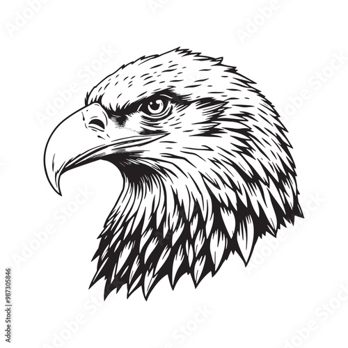 Eagle head vector illustration for tattoo or t-shirt design isolated on white background.