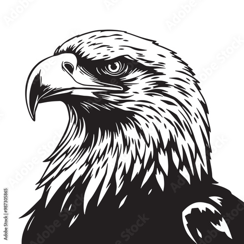 Eagle head vector illustration for tattoo or t-shirt design isolated on white background.